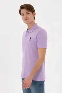 US Polo Assn. Men slim Fit Polo Shirt Collar Lilac Basic T-Shirt - Image 2