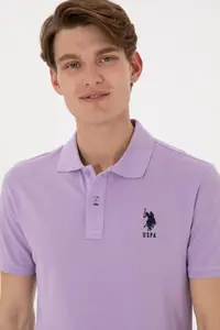 US Polo Assn. Men slim Fit Polo Shirt Collar Lilac Basic T-Shirt - Image 3