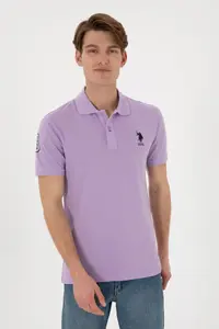 US Polo Assn. Men slim Fit Polo Shirt Collar Lilac Basic T-Shirt - Image 4