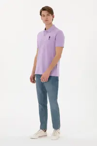 US Polo Assn. Men slim Fit Polo Shirt Collar Lilac Basic T-Shirt - Image 5