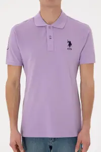 US Polo Assn. Men slim Fit Polo Shirt Collar Lilac Basic T-Shirt - Image 7