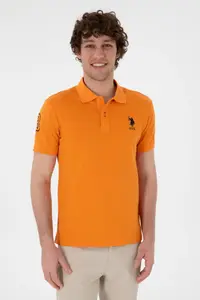 US Polo Assn. Men slim Fit Polo Shirt Collar Orange Basic T-Shirt - Image 2