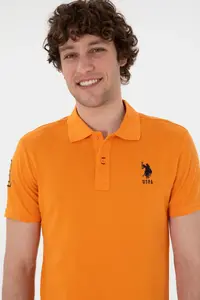 US Polo Assn. Men slim Fit Polo Shirt Collar Orange Basic T-Shirt - Image 3
