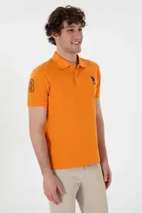 US Polo Assn. Men slim Fit Polo Shirt Collar Orange Basic T-Shirt - Image 4