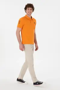 US Polo Assn. Men slim Fit Polo Shirt Collar Orange Basic T-Shirt - Image 5