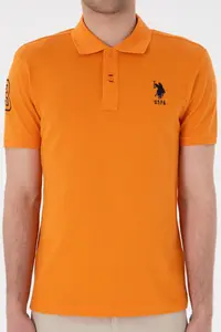 US Polo Assn. Men slim Fit Polo Shirt Collar Orange Basic T-Shirt - Image 7