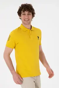 US Polo Assn. Men slim Fit Polo Shirt Collar Yellow Basic T-Shirt - Image 2