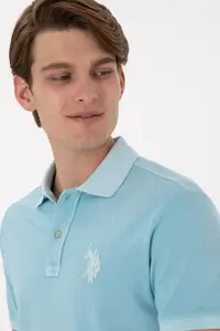 US Polo Assn. Men slim Fit Polo Shirt Collar Light Blue Washable Basic T-Shirt - Image 3