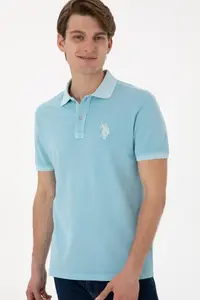 US Polo Assn. Men slim Fit Polo Shirt Collar Light Blue Washable Basic T-Shirt - Image 4