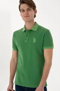 US Polo Assn. Men slim Fit Polo Shirt Collar Green Washable Basic T-Shirt - Image 4