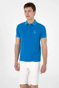 US Polo Assn. Men slim Fit Polo Shirt Collar Cobalt Washable Basic T-Shirt - Image 3
