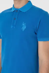 US Polo Assn. Men slim Fit Polo Shirt Collar Cobalt Washable Basic T-Shirt - Image 7
