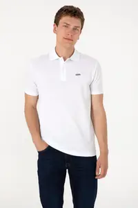 US Polo Assn. Men Regular Fit Polo Shirt Collar White Basic T-Shirt - Image 3