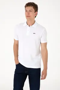 US Polo Assn. Men Regular Fit Polo Shirt Collar White Basic T-Shirt - Image 5