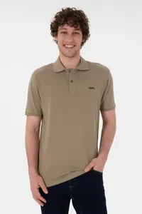 US Polo Assn. Men Regular Fit Polo Shirt Collar Khaki Basic T-Shirt