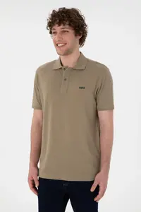 US Polo Assn. Men Regular Fit Polo Shirt Collar Khaki Basic T-Shirt - Image 4