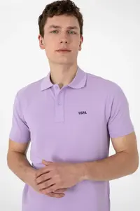 US Polo Assn. Men Regular Fit Polo Shirt Collar Lilac Basic T-Shirt - Image 2