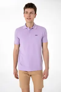 US Polo Assn. Men Regular Fit Polo Shirt Collar Lilac Basic T-Shirt - Image 3
