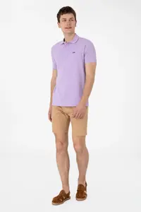 US Polo Assn. Men Regular Fit Polo Shirt Collar Lilac Basic T-Shirt - Image 4