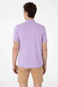 US Polo Assn. Men Regular Fit Polo Shirt Collar Lilac Basic T-Shirt - Image 5