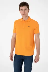 US Polo Assn. Men Regular Fit Polo Shirt Collar Orange Basic T-Shirt - Image 3