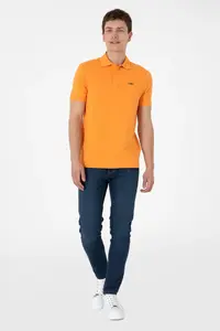 US Polo Assn. Men Regular Fit Polo Shirt Collar Orange Basic T-Shirt - Image 4