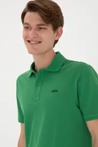 US Polo Assn. Men Regular Fit Polo Shirt Collar Green Basic T-Shirt - Image 3