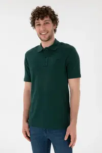 US Polo Assn. Men Regular Fit Polo Shirt Collar Dark Green Basic T-Shirt - Image 2