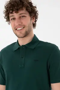 US Polo Assn. Men Regular Fit Polo Shirt Collar Dark Green Basic T-Shirt - Image 3