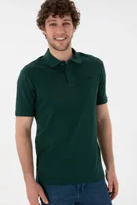 US Polo Assn. Men Regular Fit Polo Shirt Collar Dark Green Basic T-Shirt - Image 4
