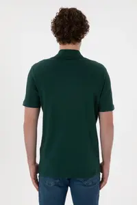 US Polo Assn. Men Regular Fit Polo Shirt Collar Dark Green Basic T-Shirt - Image 6
