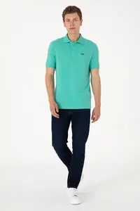US Polo Assn. Men Polo Shirt Collar Mint Basic T-Shirt - Image 6