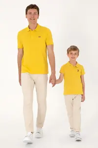 US Polo Assn. Men Regular Fit Polo Shirt Collar Yellow Basic T-Shirt - Image 2