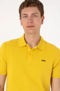 US Polo Assn. Men Regular Fit Polo Shirt Collar Yellow Basic T-Shirt - Image 4