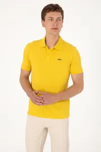 US Polo Assn. Men Regular Fit Polo Shirt Collar Yellow Basic T-Shirt - Image 5