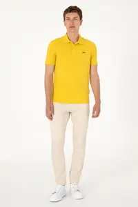 US Polo Assn. Men Regular Fit Polo Shirt Collar Yellow Basic T-Shirt - Image 6