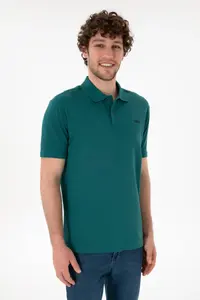 US Polo Assn. Men Regular Fit Polo Shirt Collar Dark Green Basic T-Shirt - Image 2