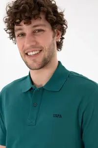 US Polo Assn. Men Regular Fit Polo Shirt Collar Dark Green Basic T-Shirt - Image 3