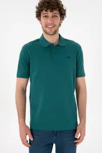 US Polo Assn. Men Regular Fit Polo Shirt Collar Dark Green Basic T-Shirt - Image 4