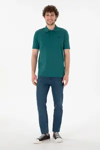 US Polo Assn. Men Regular Fit Polo Shirt Collar Dark Green Basic T-Shirt - Image 5