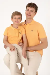 US Polo Shirt Assn. Men Regular Fit Polo Shirt Shirt Collar Orange Basic T-Shirt
