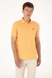 US Polo Shirt Assn. Men Regular Fit Polo Shirt Shirt Collar Orange Basic T-Shirt - Image 3