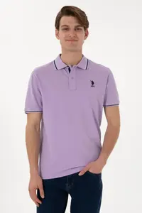 US Polo Assn. Men Regular Fit Polo Shirt Collar Lilac Basic T-Shirt