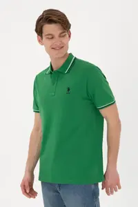 US Polo Assn. Men Regular Fit Polo Shirt Collar Green Basic T-Shirt - Image 2