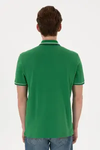 US Polo Assn. Men Regular Fit Polo Shirt Collar Green Basic T-Shirt - Image 6