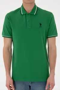 US Polo Assn. Men Regular Fit Polo Shirt Collar Green Basic T-Shirt - Image 7