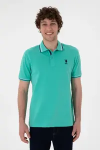 US Polo Assn. Men Regular Fit Polo Shirt Collar Mint Basic T-Shirt - Image 4
