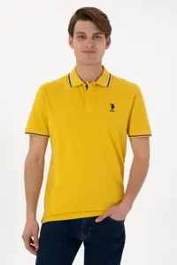 US Polo Assn. Men Regular Fit Polo Shirt Collar Yellow Basic T-Shirt