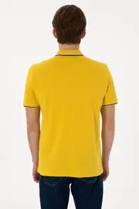 US Polo Assn. Men Regular Fit Polo Shirt Collar Yellow Basic T-Shirt - Image 6