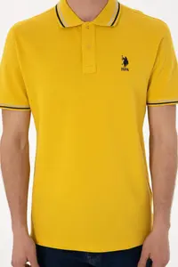 US Polo Assn. Men Regular Fit Polo Shirt Collar Yellow Basic T-Shirt - Image 7
